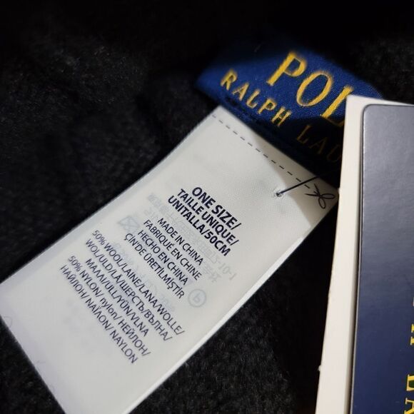 Polo Ralph Lauren Unisex Merino Cuffed Beanie Hat Pony Logo Black Red Wool New - Picture 5 of 6